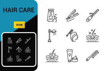 Set line icons of hair care