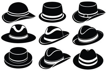set of cowboy hat vector clip art