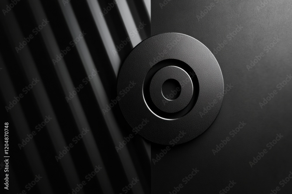 Aufkleber Black circular object displayed on a contrasting background evokes modern design and minimalism in a creative context. Generative AI