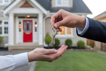 buying a new house, receiving the key for a new house, new home, new acquisition, real estate, sale man, best selling, new apartment, hand holding key for a new house or apartment