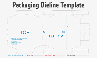 Packaging Dieline Template. 2D Technical Drawing File Eps Scale. Fully editable vector. Prepared for production