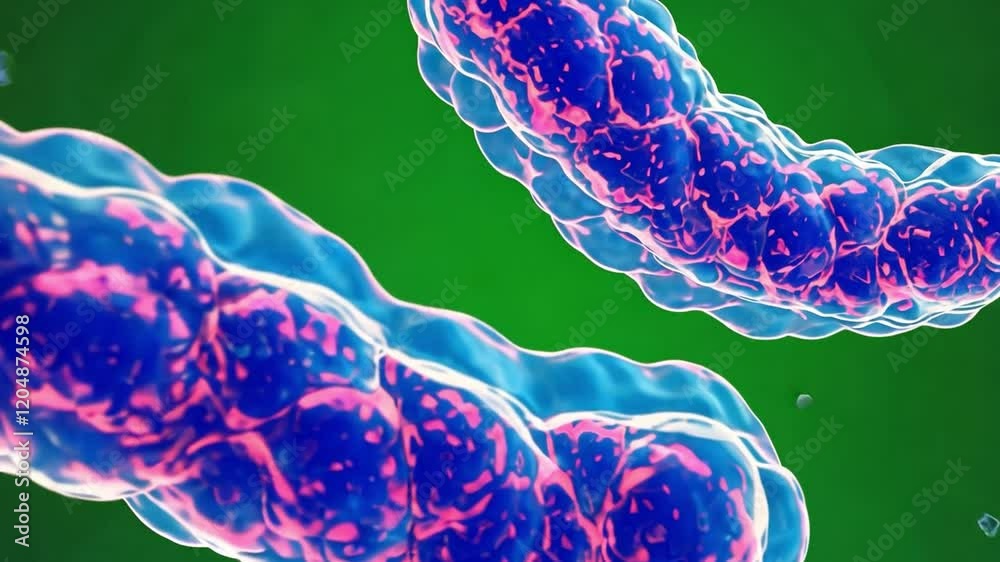 Poster microscopic world: a vibrant digital illustration showcasing the intricate structure of bacteria in 