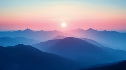 Silhouetted Mountain Ranges at Sunset