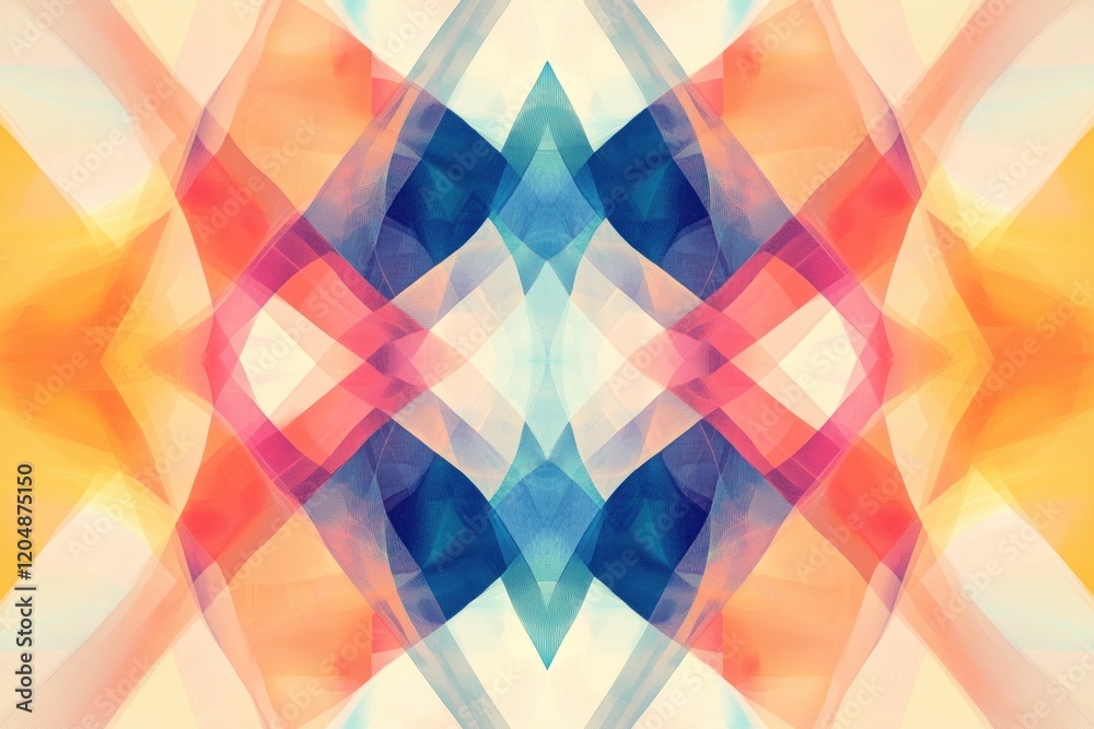 Poster Vibrant abstract pattern with contrasting shapes and colors in a kaleidoscopic design for modern decor. Generative AI
