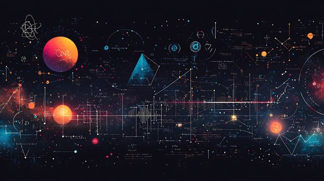 A blackboard filled with complex equations background - Powered by Adobe