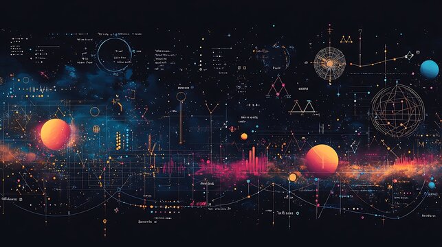 A blackboard filled with complex equations background