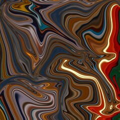 Abstract Liquid Marble Effect with Golden and Red Swirls