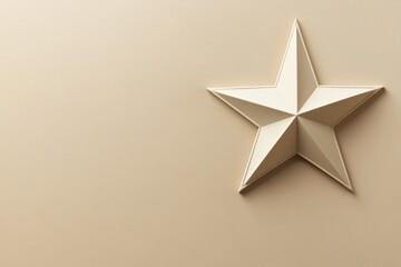 Three dimensional decorative star design in neutral tones displayed on a smooth surface. Generative AI