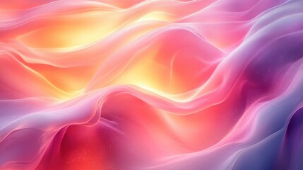 Fototapeta premium A vibrant, abstract image featuring flowing waves of pink, purple, and orange hues, creating a dreamy and ethereal atmosphere.