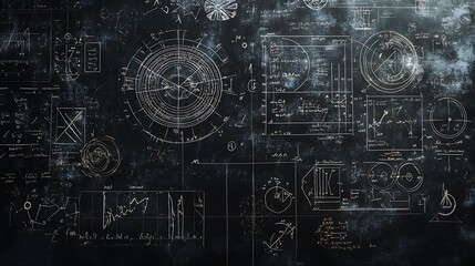 A blackboard filled with complex equations background