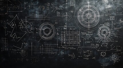 A blackboard filled with complex equations background