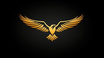 Obraz premium Elegant Golden Falcon Logo with Majestic Wings on Dark Background