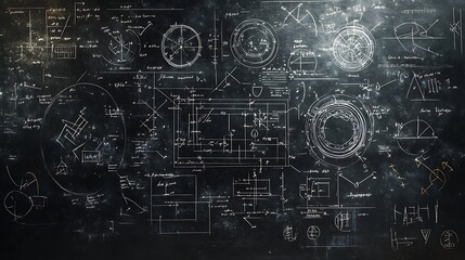 A blackboard filled with complex equations background