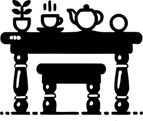 Breakfast table silhouette vector