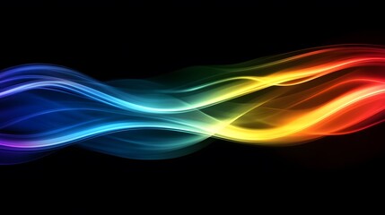 Fototapeta premium Dynamic color flow abstract art digital medium vibrant spectrum on black background conceptual visuals