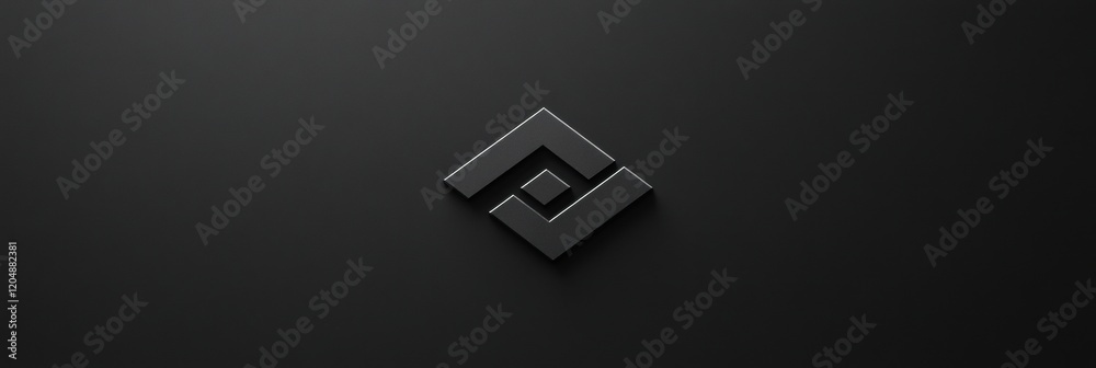 Poster logo design featuring a sleek black geometric symbol creating a modern visual identity for branding 