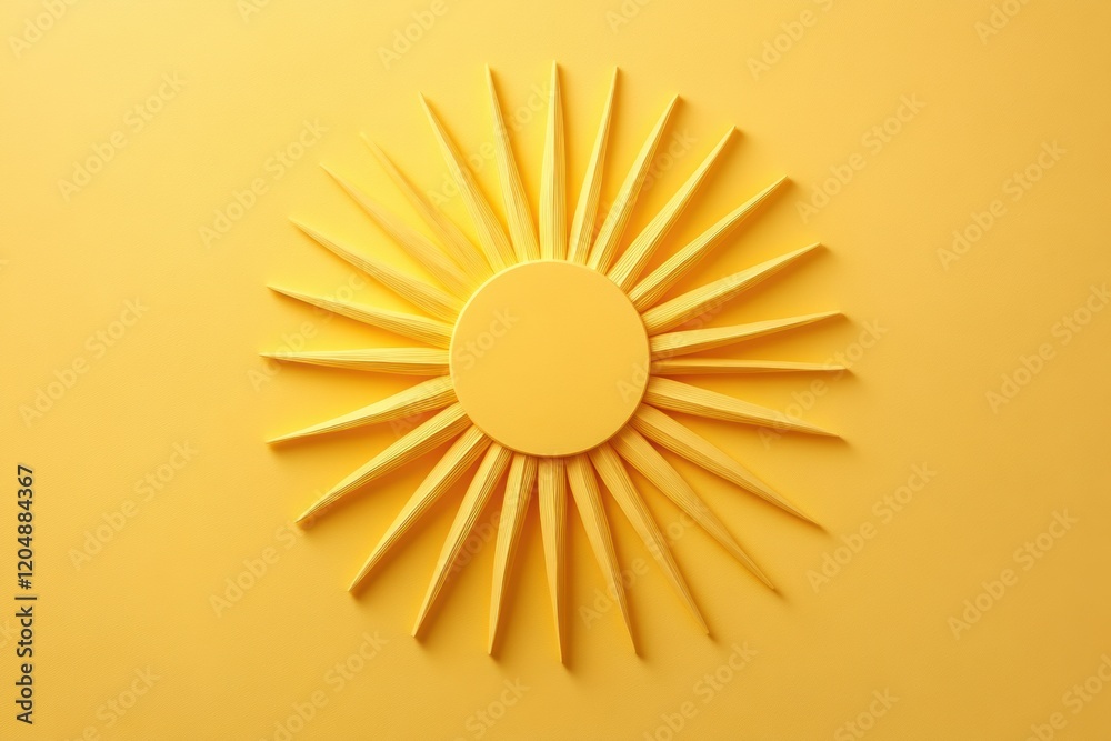 Leinwandbilder bright yellow sun design with rays created from geometric shapes on a solid background. generative a