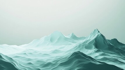 Abstract teal mountain range, digital art, serene background, website banner