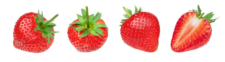 Fresh strawberry isolated on transparent png background.