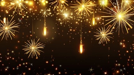 Obraz premium Happy 2025 New Year. Vibrant and colorful background design for celebrating the arrival of 2025. Festive elements, fireworks and shining lights create a joyful atmosphere for the new year.
