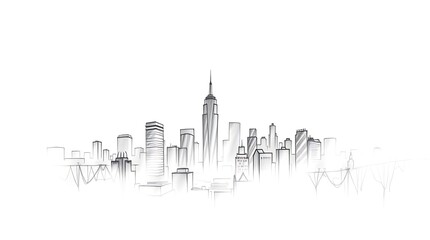 Fototapeta premium Sketchy NYC skyline illustration.
