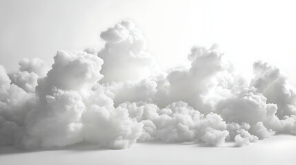 The sky is filled with fluffy white clouds, creating a serene
