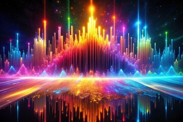 Aerial View Abstract Digital Equalizer Sound Waves Music Visualization