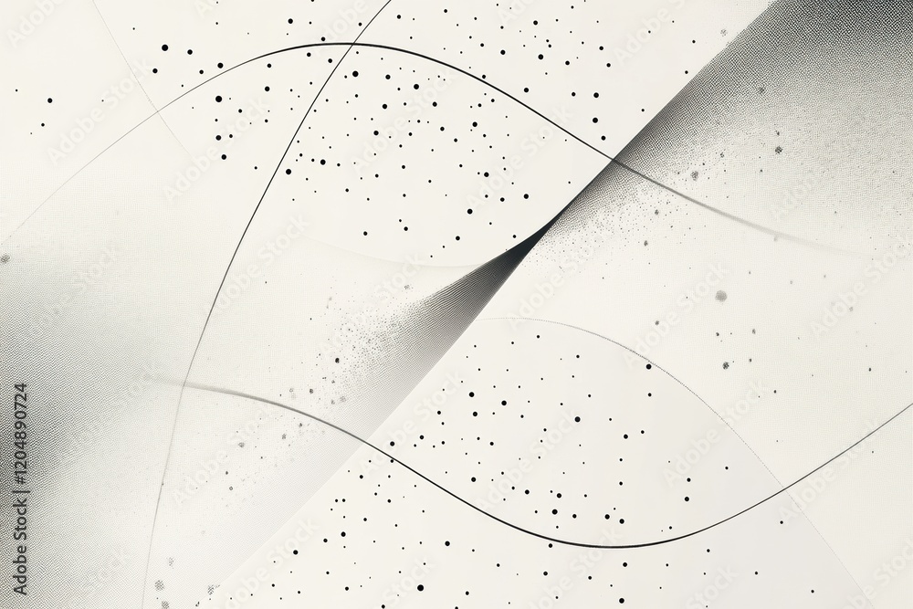 Poster abstract patterns with soft curves and scattered dots create a modern artistic composition in muted 