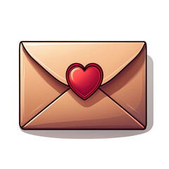 Love Letter Envelope: A charming illustration of a light brown envelope adorned with a red heart-shaped wax seal, symbolizing affection and heartfelt communication.&nbsp;