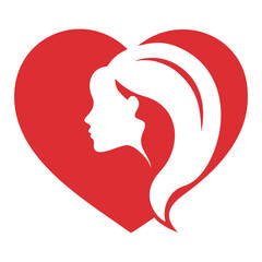 Silhouette of a woman in a heart shape, perfect for Valentine's Day design.