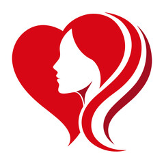 Silhouette of a woman in a heart shape, perfect for Valentine's Day design.