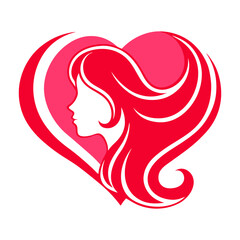 Romantic woman silhouette inside a heart shape, perfect for Valentine's Day.