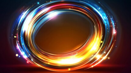 Abstract Colorful Swirling Light Rings Design