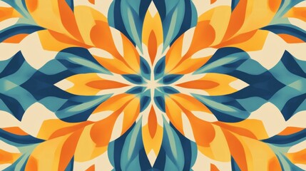 Colorful abstract floral design featuring vibrant shapes and intricate patterns resembling a beautiful mandala. Generative AI
