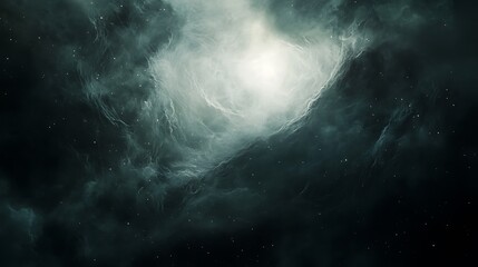 A Glowing White Light Emerges from a Swirling Dark Nebula