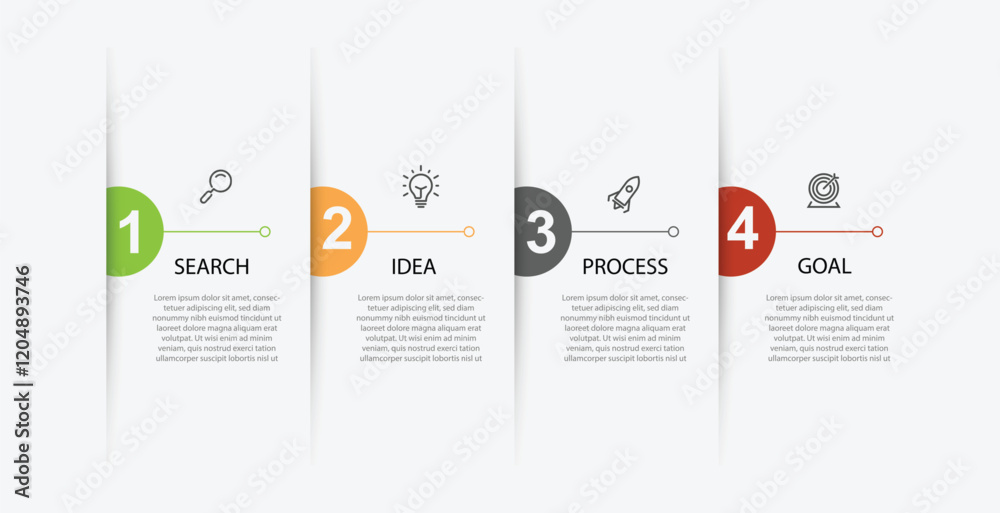 Aufkleber 4 step layout infographic template with icons 