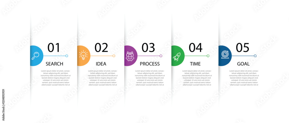 Poster 5 slide template infographic vector with icons can be used for business presentation and banner information 