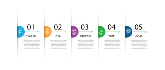 5 slide template infographic vector with icons can be used for business presentation and banner information 
