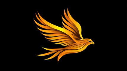 Obraz premium Golden Eagle Soaring with Dynamic Wings Against a Dark Background