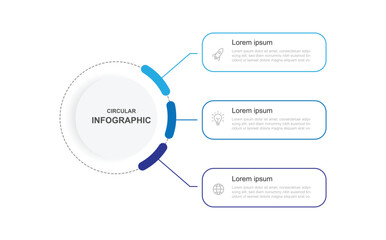 Vector template infographic with 3 step. Line circle with 3 point can be used for diagram information, workflow layout, business presentation and web graphic design 