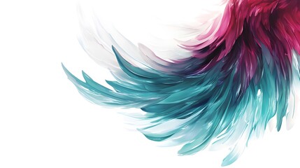 Abstract Teal and Pink Feather Wing Design