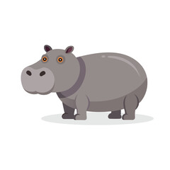 Hippopotamus isolated flat vector illustration on white background.