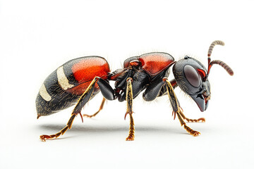 Naklejka premium Red and Black Ant Closeup Detailed View