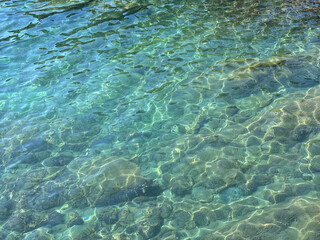 Mediterranean sea transparent water surface.