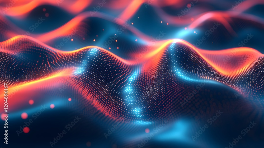 Poster dynamic wave patterns abstract space digital art futuristic environment close-up view visual concept