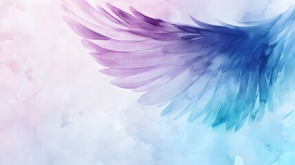 Watercolor Painting of a Birds Wing in Soft Hues
