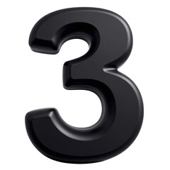 Naklejka premium Black number three with transparent background