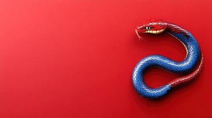 Cheerful Lunar New Year Snake Cartoon on Red Background