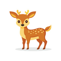 Cartoon cute Deer isolated flat vector illustration on white background