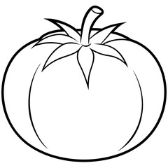 Clean Tomato Vector Line Drawing